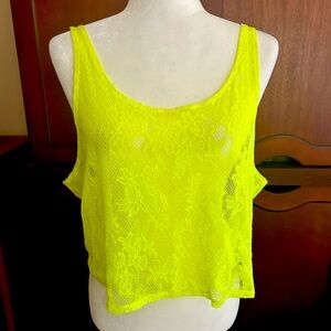 PINK Lace Cropped Tank Top